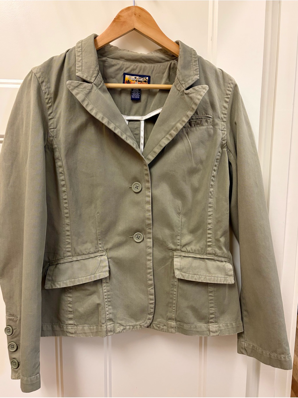 Women’s Olive Green Cotton Blazer - Tailored Casual Jacket